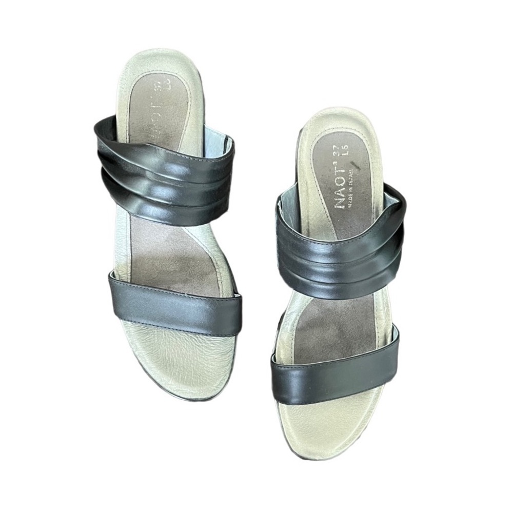 NAOT Isis Leather Heeled Sandals in Jet Black EU 37 US 6